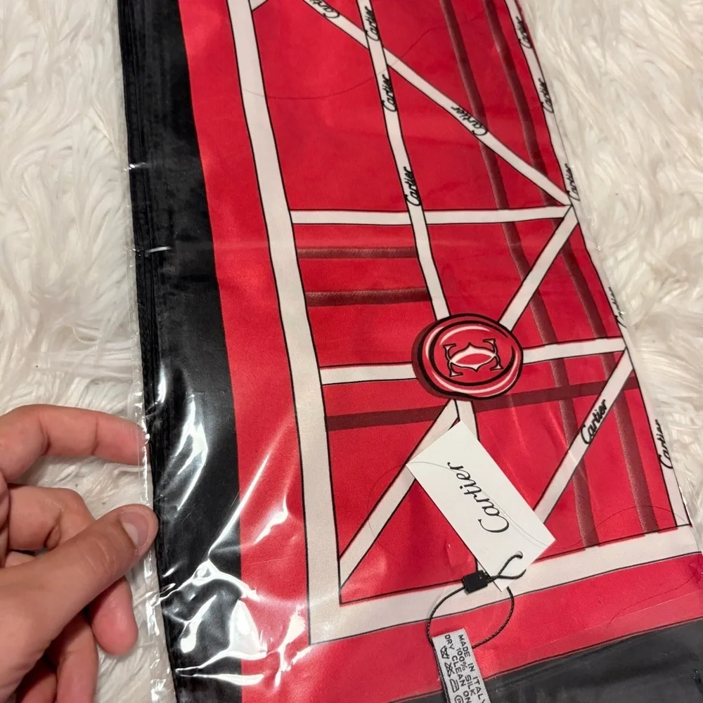 Cartier Silky Scarf 35x35 Purple Monogram Luxury Square Scarf ‼️LAST one